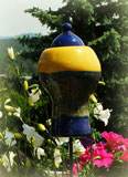 Gartenfackel aus Keramik - Bioethanol - blau gelb