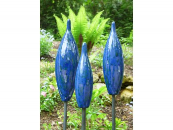 Gartenkugel Dekospitzen 3-er Set, blau