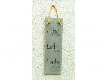 Lebe Liebe Lache - Betonschild grau