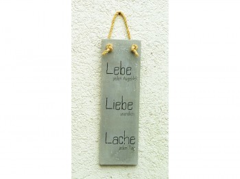 Lebe Liebe Lache - Betonschild grau