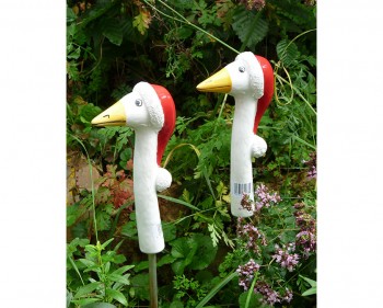 Gartenstecker - Gans mit Weihnachtsmütze