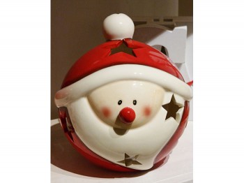 Windlicht Weihnachtsmotiv - Weihnachtsmann aus Keramik