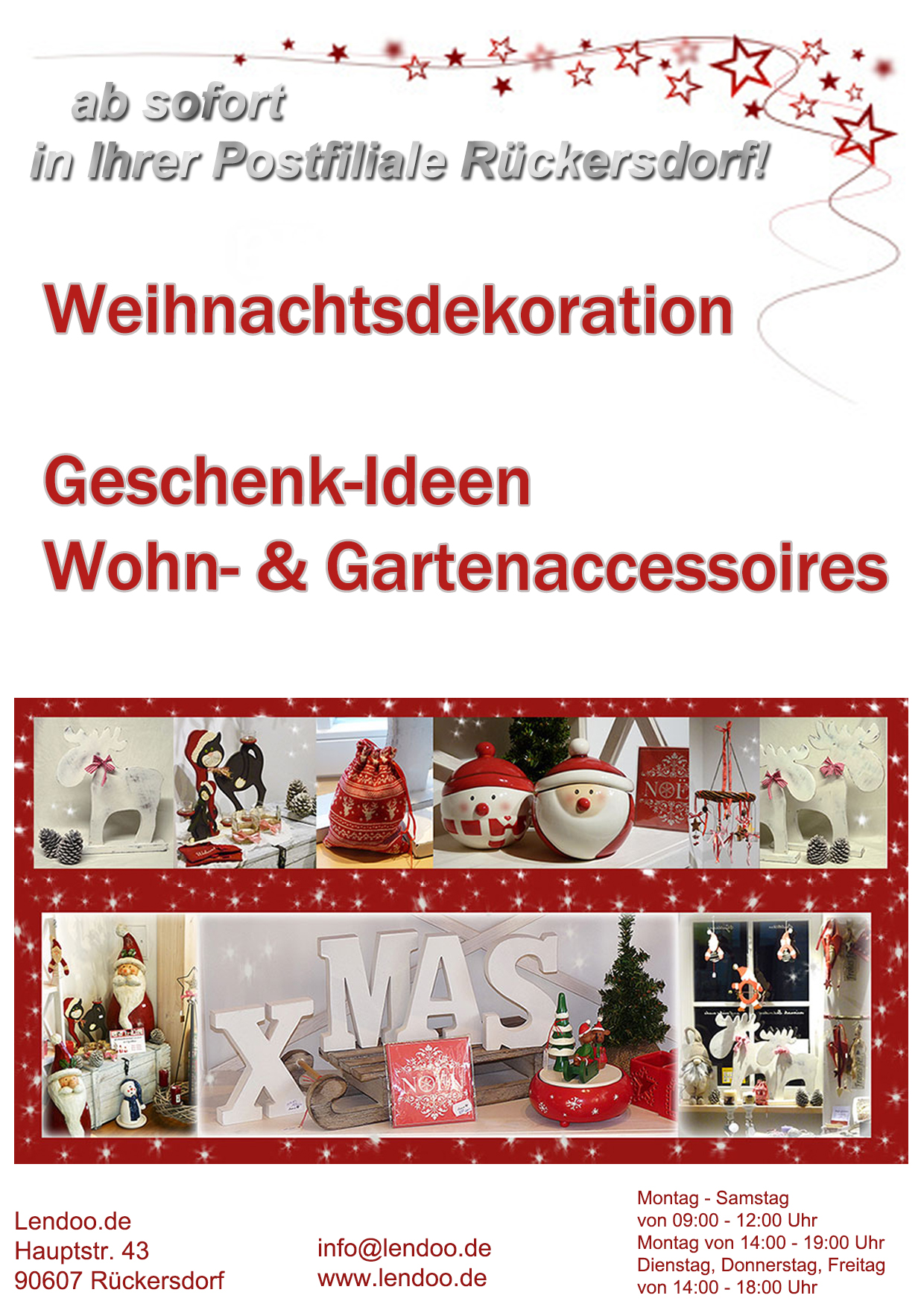 Weihnachtsdekoration in der Postfiliale Rückersdorf