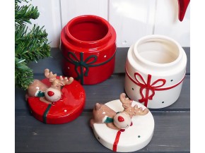 Keksdosen aus Keramik in Geschenkform Rentie