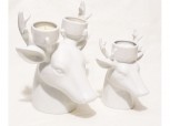 Hirschkopf Teelichthalter - weiß