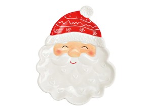 Teller in Form eines Weihnachtsmanngesicht aus Keramik